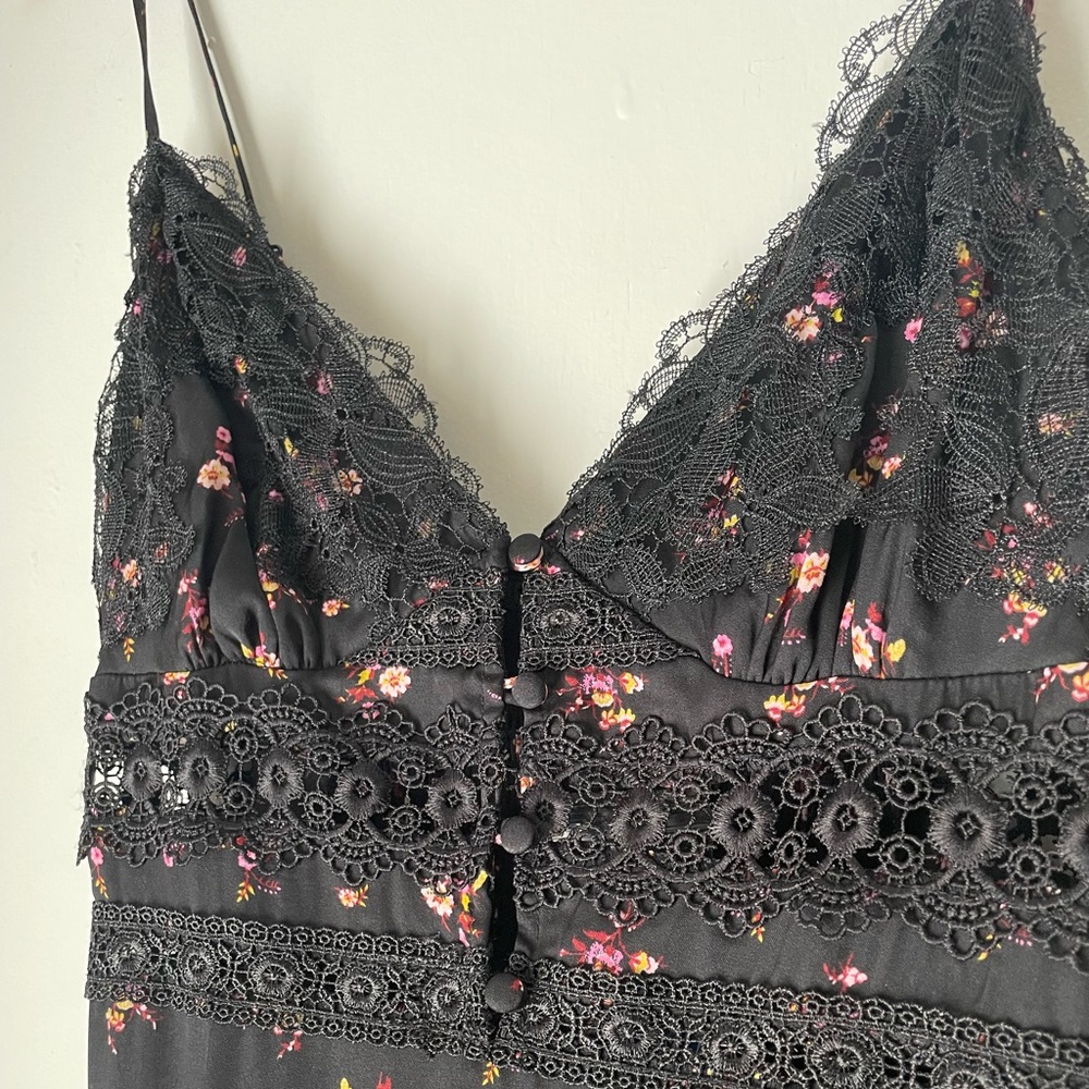 NWT Free People black floral cutout slip dress